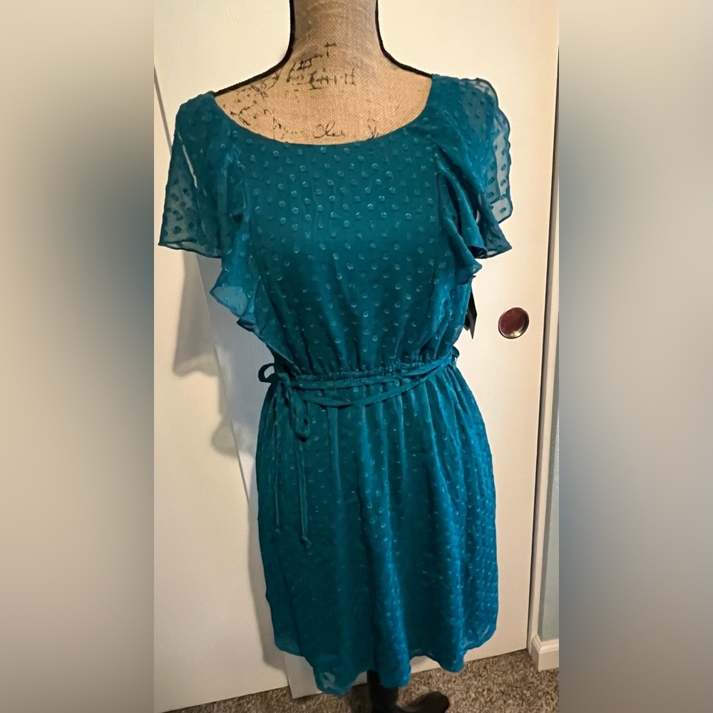 Be Bop NWT dress polka dot beautiful color aqua green Medium Bebop
